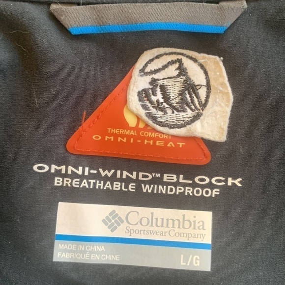 Columbia Black Full Zip Lightweight Omni-Wind Windbreaker Jacket Size L - Picture 9 of 11